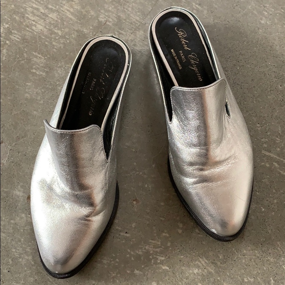 Robert Clergerie Silver Metallic Mules